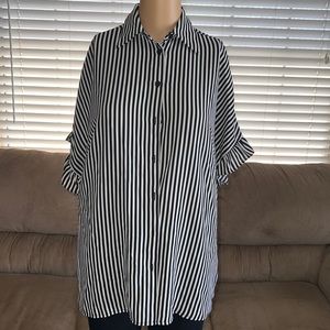 Like New Michael Kors Striped Ruffled Sleeve Blouse